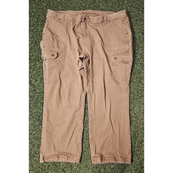 Duluth Trading Cargo Pants Womens 26W x 29 Brown Curvesetter Carpenter Flex - Picture 1 of 7
